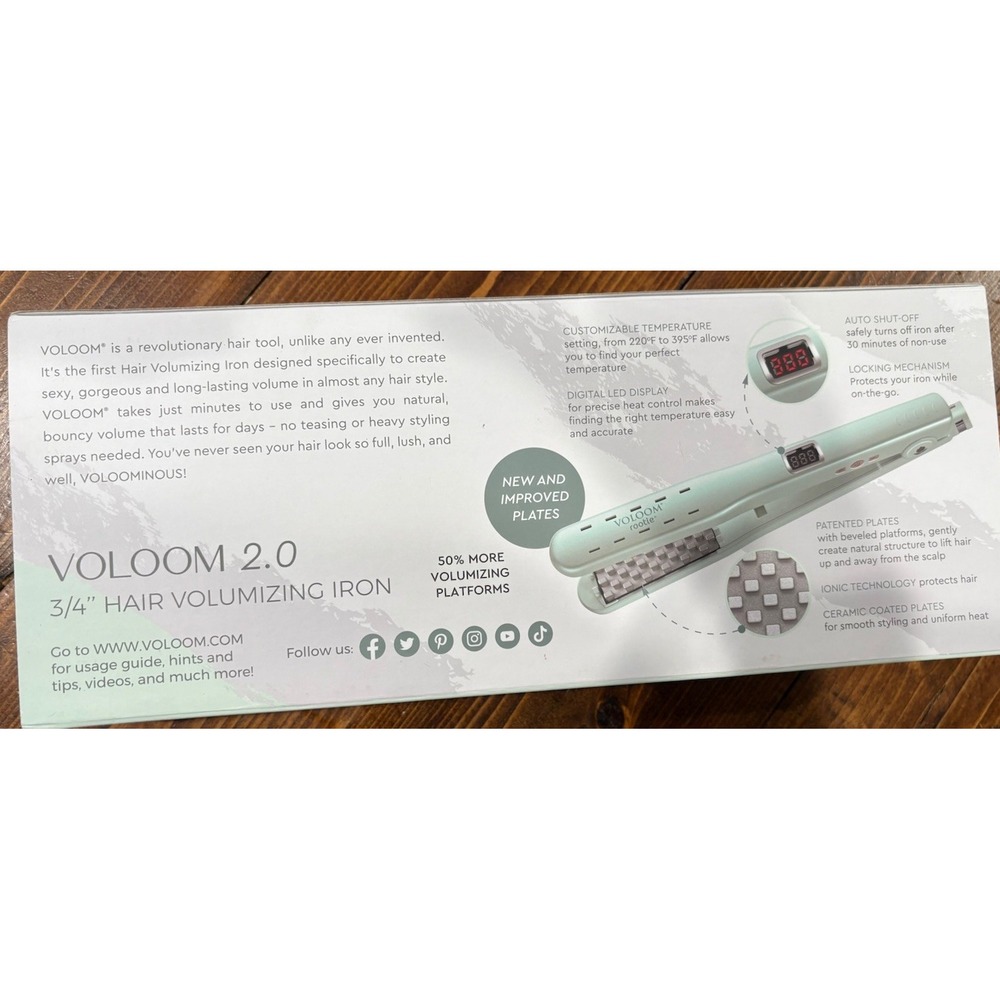 Voloom 2.0 3/4" Hair Volumizing Iron Flat Iron Hair Mint Green - Picture 2 of 5